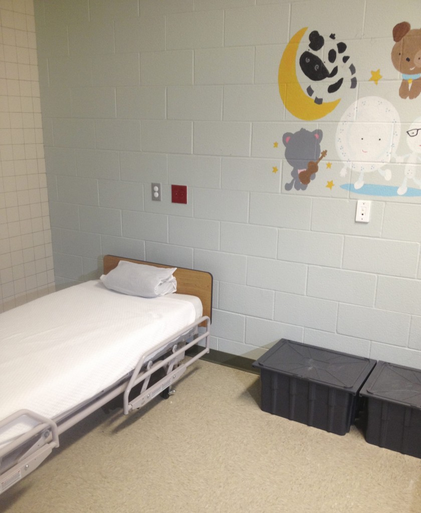 A view inside the first detention center specifically for mothers recently arriving from Central America with children in Karnes City Texas